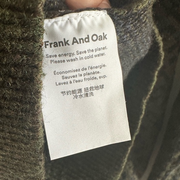 Frank And Oak Green Pattern Wool Blend Crewneck Sweater Size XS EUC - Picture 6 of 9